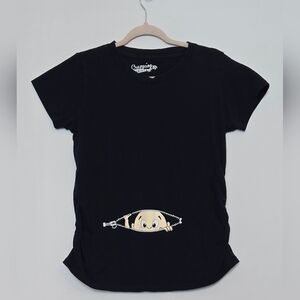 CrazyDog Maternity Navy Peekaboo Graphic Tee size M